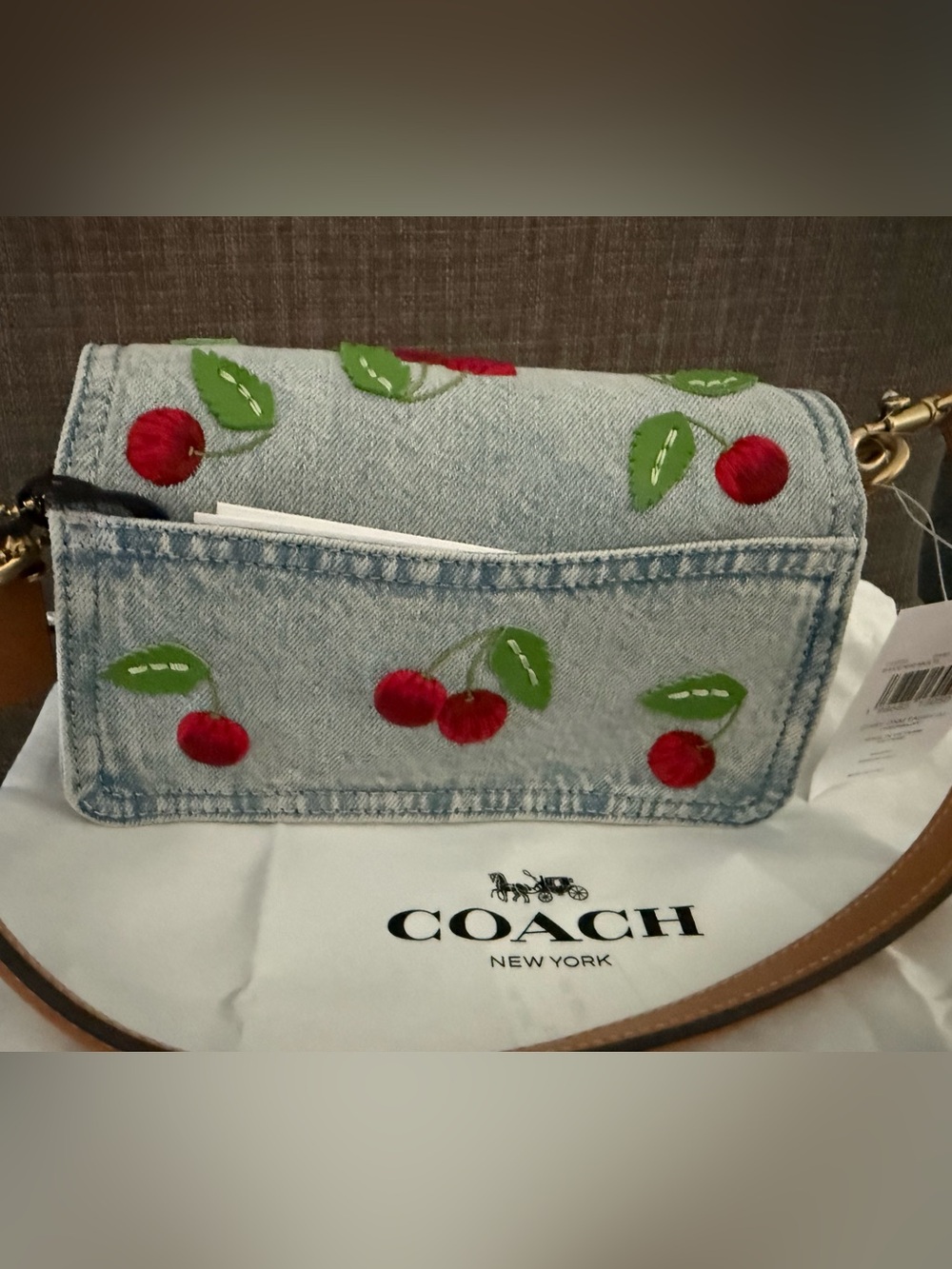 Coach Denim Cherry Tabby 20 with Gold 'C' Hardware - Picture 2 of 9